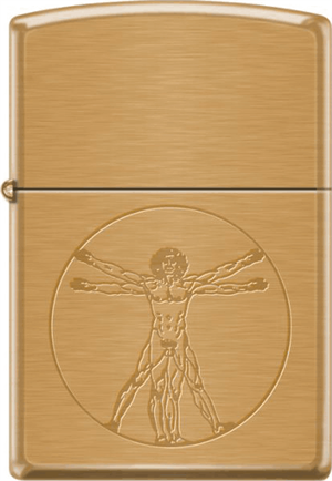 Vitruvian Man Brushed Brass Zippo Image