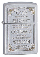 Serenity Prayer Satin Chrome Zippo Lighter Serenity Prayer Satin Chrome Zippo Lighter Image