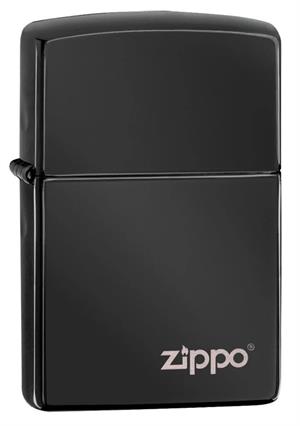 Classic High Polish Black with Zippo Logo Zippo Lighter Image