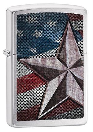Retro Star Brushed Chrome Zippo Lighter Image