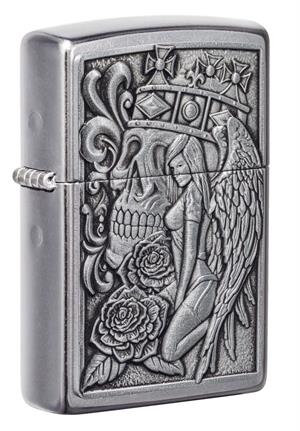 Skull and Angel Emblem Design Street Chrome Zippo Lighter Image