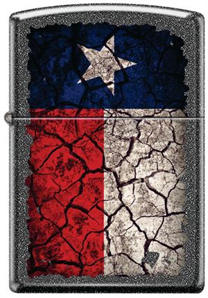 Texas Flag Cracked Iron Stone Zippo Lighter Image