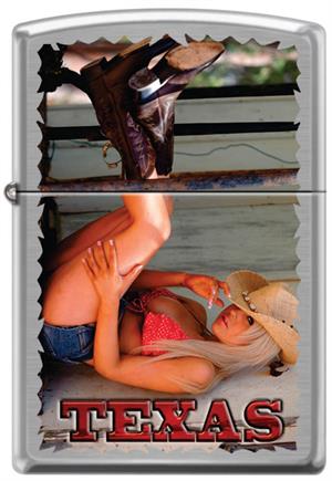 Texas Cowgirl Street Chrome Zippo Lighter Image