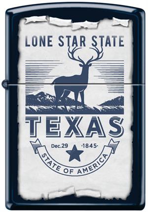 Lone Star State Deer Navy Matte Zippo Lighter Image