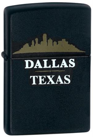 Dallas Skyline Black Matte Zippo Lighter Image