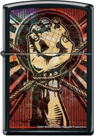 Hand Holding Globe by Mike Dubois - Black Matte Zippo Lighter Image