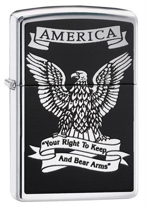 Black and White Americana High Polish Chrome Zippo Lighter Image