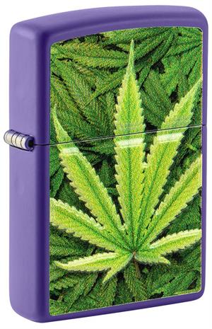 Cannabis Design Purple Matte Zippo Lighter Image
