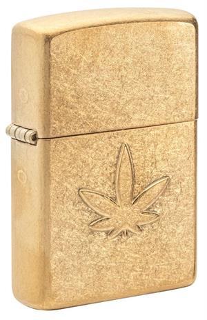 Cannabis Design Tumbled Brass Zippo Lighter Image