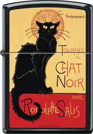 Chat Noir Black Matte Zippo Lighter Images