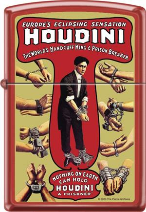Houdini Magic Wrists Red Matte Zippo Lighter Image