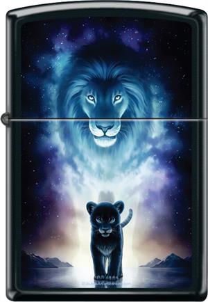 A King's Path Lion by JoJoe Black Matte Zippo Lighter Image