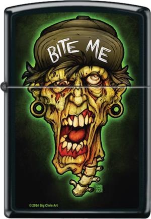 Bite Me by Big Chris Black Matte Zippo Lighter Image