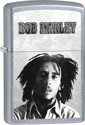 Bob Marley Zippo Lighter - B&W Face Street Chrome