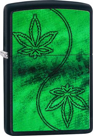 Marijuana Swirl Leaf Zippo Lighter - Black Matte - C1405920