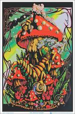 Mushroom Caterpillar Blacklight Poster Image