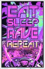 Eat Sleep Rave Repeat Black Light Poster Image