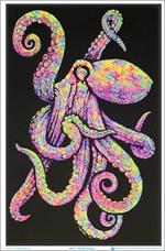 Painted Octopus Flocked Blacklight Poster Image