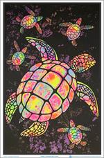 Painted Sea Turtle Flocked Blacklight Poster Image
