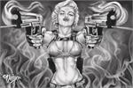 Marilyn Monroe Guns by: James Danger Harvey Poster - 24