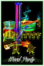 Weed Party Non-Flocked Black Light Poster Image