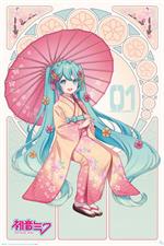 Hatsune Miku Sakura Kimono Anime Poster Image
