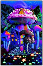 Mushroom House - Non-Flocked Blacklight Poster 24