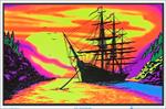 Sunset Bay Ship Black Light Poster Image