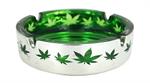 Metallic Silver & Green Leaves Glass Ashtray - 4.25