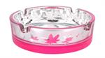 Pink & Silver Metallic Leaves Glass Ashtray - 4.25
