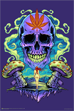 Purple Cannabis Skull by Flyland Designs Poster Image