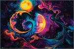 Ocean, Moon & Sun by Shawna Stewart Non Flocked Blacklight Poster - 24