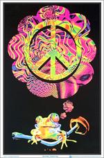 Mushroom Peace Frog Blacklight Poster Image