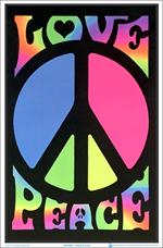 Peace & Love Retro Black Light Poster Image