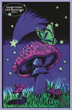 Mushroom Butterflies Black Light Poster - 23" X 35"