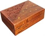 Mango Wood Engraved Box with Brass Inlays Image