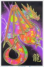 Splatter Dragon Flocked Blacklight Poster Image
