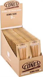 CONES King Size Cones 3pc Blister Packs - Unbleached - 109mm/Filter 30mm - 32 Packs per Display Image