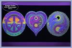 Image under blacklight of Peace, Love & Happiness - Non Flocked Blacklight Poster