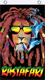Rastafari Lion Blacklight Reactive Fly Flag Image