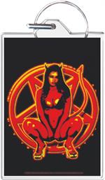 Devil Girl In Pentagram Keychain Clear Background Image