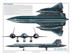 SR-71 Blackbird Three Views Military Airplane Educational Poster Image