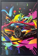 Exotic Sports Car Framed LED Neon Light Canvas Print - 24"x36" IMAGE
