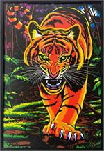 Fierce Prowling Tiger Framed LED Neon Light Canvas Print - 24"x36" image