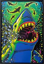 Shark Attack Framed LED Neon Light Canvas Print - 24"x36" IMAGE
