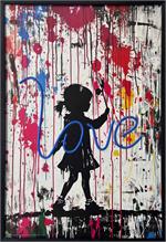 Love Girl Banksy Type Framed LED Neon Light Canvas Print - 24"x36" IMAGE