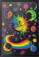 Celestial Sun Moon and Stars Framed LED Neon Light Canvas Print - 24"x36" IMAGE
