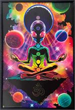Alien Orbs Meditation Framed LED Neon Light Canvas Print - 24"x36" image
