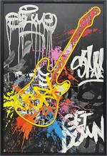 Electric Guitar LED Neon Light Canvas Print - 24"x36" IMAGE