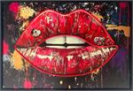 Seductive Lips Framed LED Neon Light Canvas Print - 36" x 24" IMAGE
